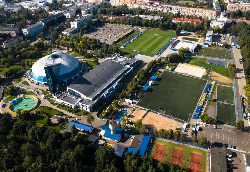 Sports complex in the center of Minsk with open stadiums for games.Belarus
